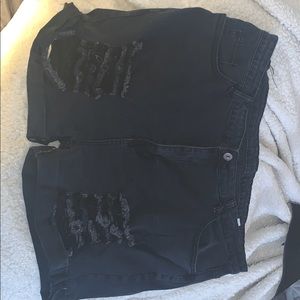 Acid Wash Black Shorts